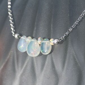 Opal Necklace Handmade Sterling Silver , 14th Anniversary , October Birthstone